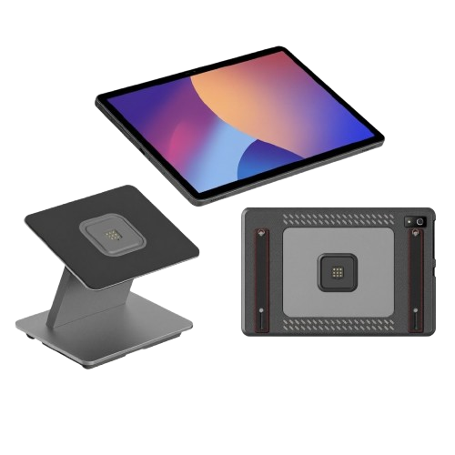 Caisse tablette, pied intégré, coque